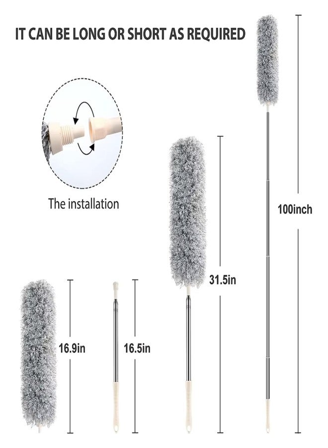 PADAR Ceiling Fan Duster with Long Handle |Microfiber Feather Fan Cleaning Mop, Brush & Dusting Stick | Extendable Dusting Brush & Mop for Ceiling Fans, Walls & Kitchens, Grey, 30 L x 3 W Centimeters - Image 5